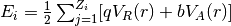 E_{i} = \frac{1}{2}\sum_{j=1}^{Z_{i}}[qV_{R}(r)+bV_{A}(r)]